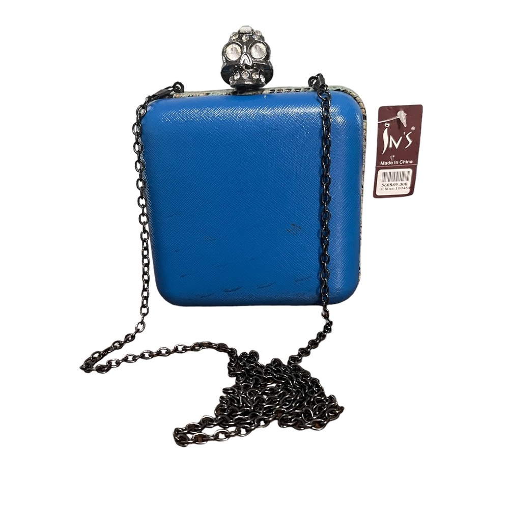 In’s Small Chained Clutch Purse Rhinestone Skull